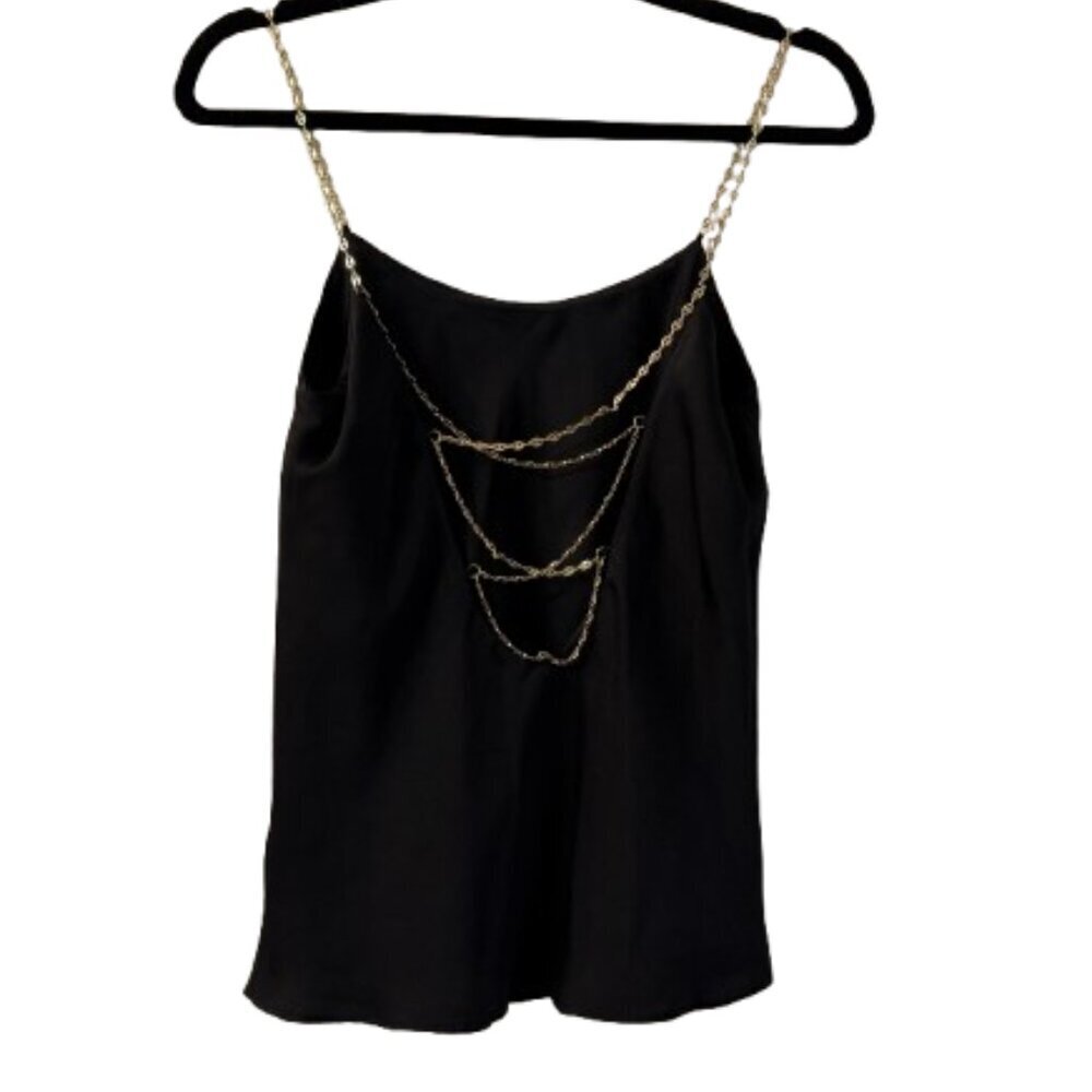 RESET by Jane Boutique Chain Strap Detail Satiny Top Size Small Black NEW